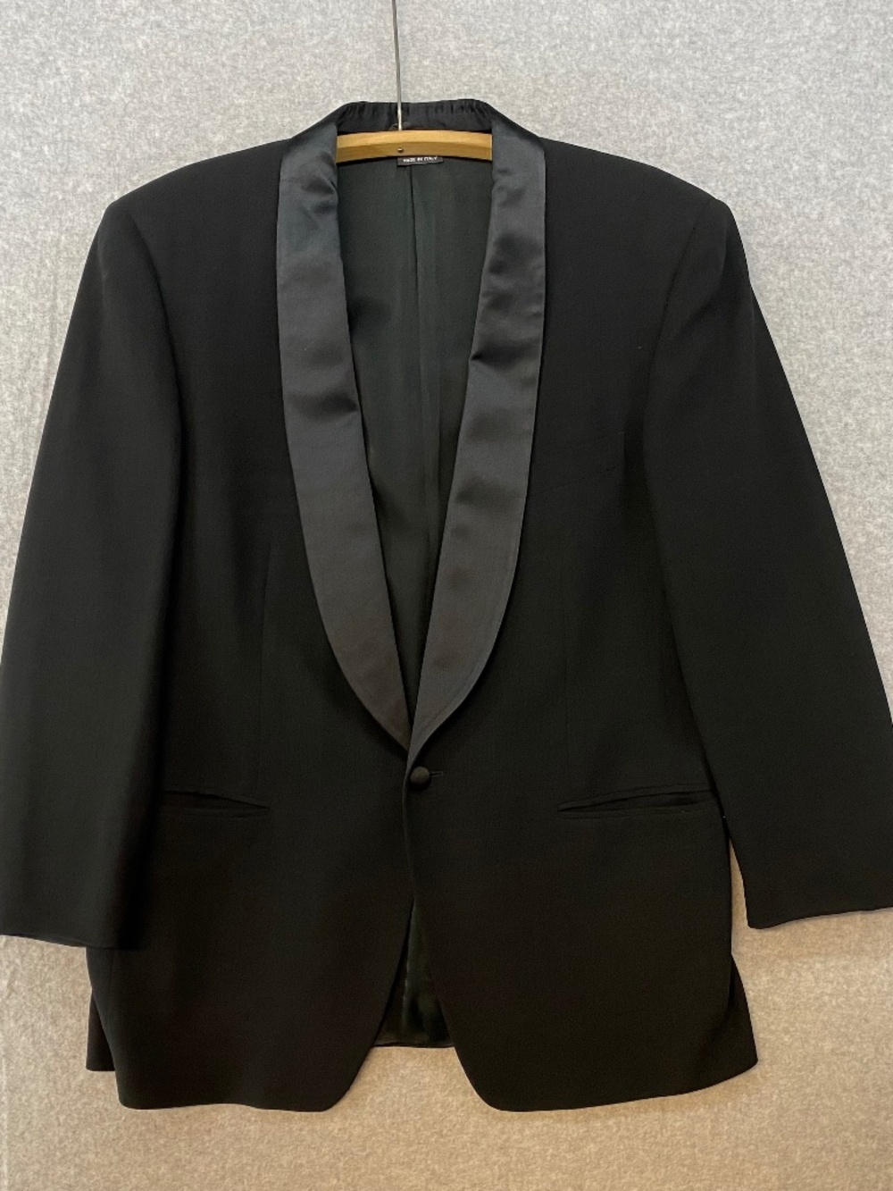 GIORGIO ARMANI Size 44 Mens Black Wool Tuxedo Shawl Jacket Vintage Black Label